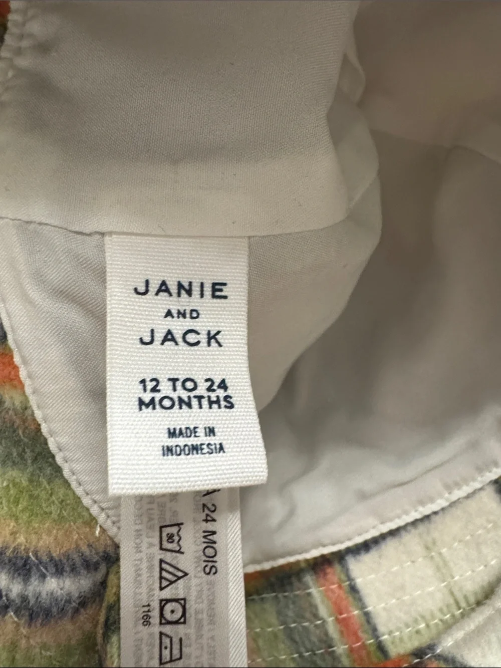 Janie and Jack plaid bucket hat, bow detail, Velcro Strap, 12-24 Months NEW!